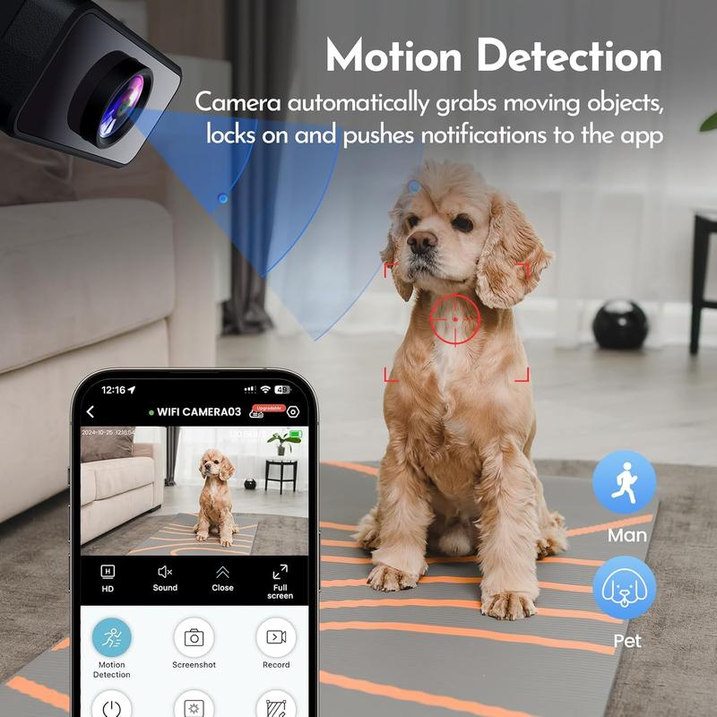 WERWR Mini Camera, 4K HD Nanny Cam for Home - Smallest WiFi Wireless Camera with Motion Detection, App Control, Cloud & SD Storage, No WiFi Needed for Pet Baby Nanny Surveillance