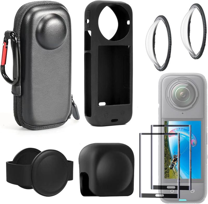 Insta360 X4 Accessories Kit Compatible with Insta 360 X4, Accessory Bundle of Lens Guard Set, Hard Shell Carry Case,  Protective Case, Tempered Glass Screen Protectors Film for Insta360 X4