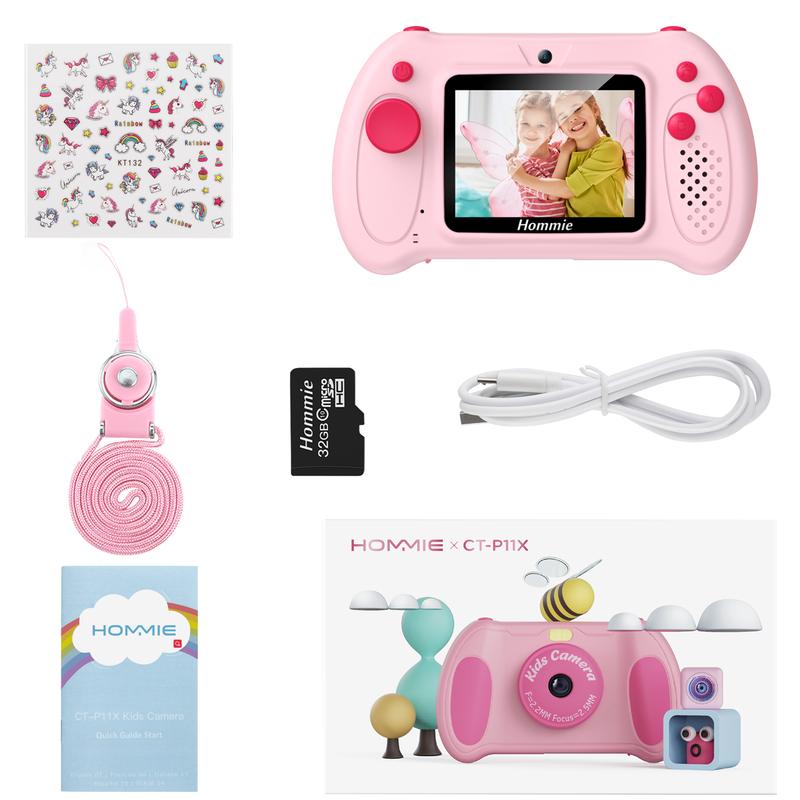 Children's Camera [2.4-inch Large Screen & 40 Million High Pixels] Kids digital camera with 32G MP3 Music, 1080P 2.5K UHD Video,8x Zoom, USB Rechargeable, Selfie Game Toy Camera for Girls over 4 Years Old Birthday Christmas Gift portable mini camera