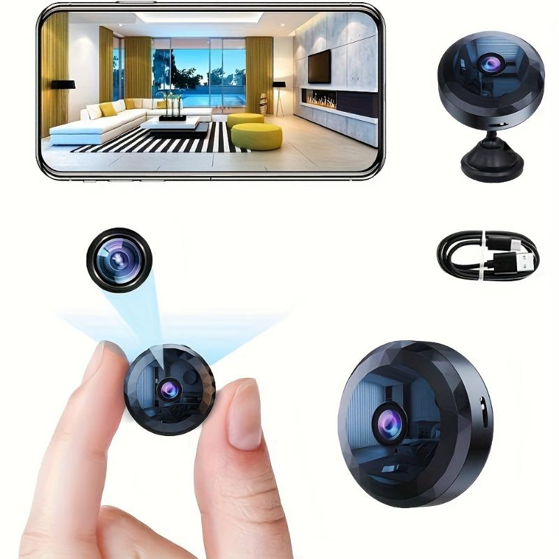 Mini WiFi Security Camera - Rechargeable Lithium Battery, Portable, Motion Detection, Night Vision, App-Controlled, Easy to Mount, Non-Waterproof, with Wi-Fi Function for Home and Office Surveillance