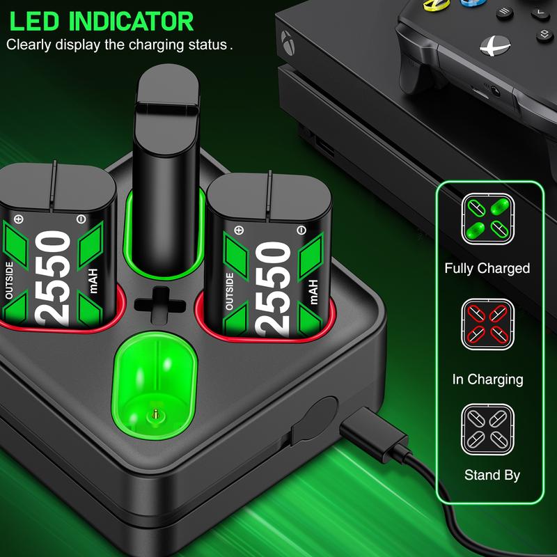 Rechargeable Xbox One Controller Battery Pack with 4x2550mAh Batteries for Xbox One  Xbox One S X Elite, Xbox Series X|S Accessories Console Smartphone