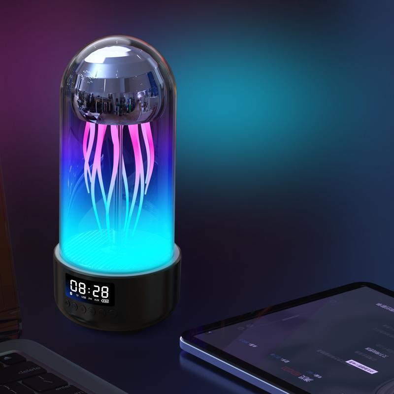 Portable Wireless Speaker, USB Rechargeable Speaker with LED Light, Creative Colorful Light Speaker with Digital Display for Home Office