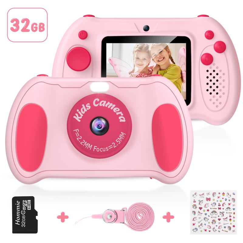 Children's Camera [2.4-inch Large Screen & 40 Million High Pixels] Kids digital camera with 32G MP3 Music, 1080P 2.5K UHD Video,8x Zoom, USB Rechargeable, Selfie Game Toy Camera for Girls over 4 Years Old Birthday Christmas Gift portable mini camera