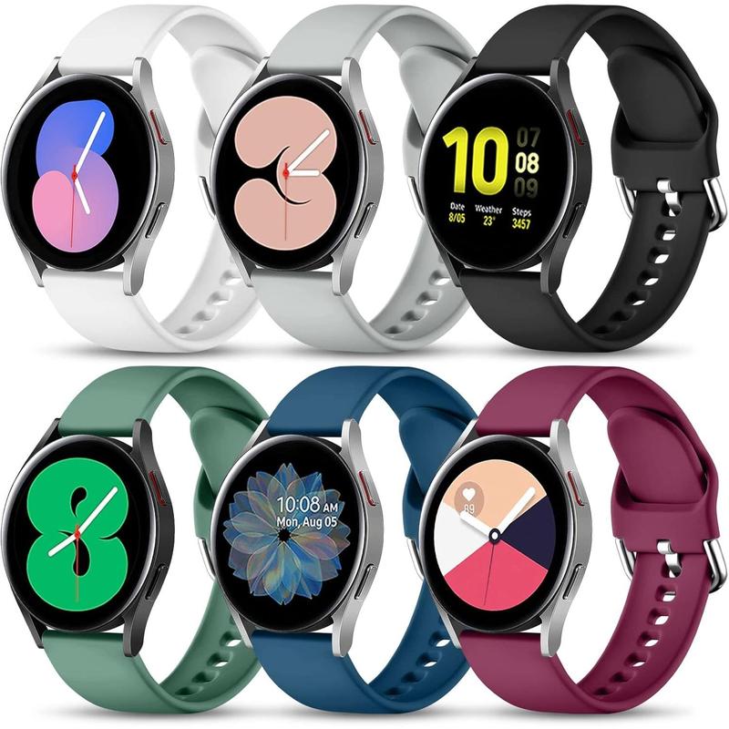 6 Pack Bands Compatible with Samsung Galaxy Watch 7 6 5 4 Band 40mm 44mm Galaxy Watch 5 Pro 45mm Watch 4 6 Classic 42mm 46mm 43mm 47mm Active 2 Watch Watch 3 41mm, 20mm Sport Band for Women Men