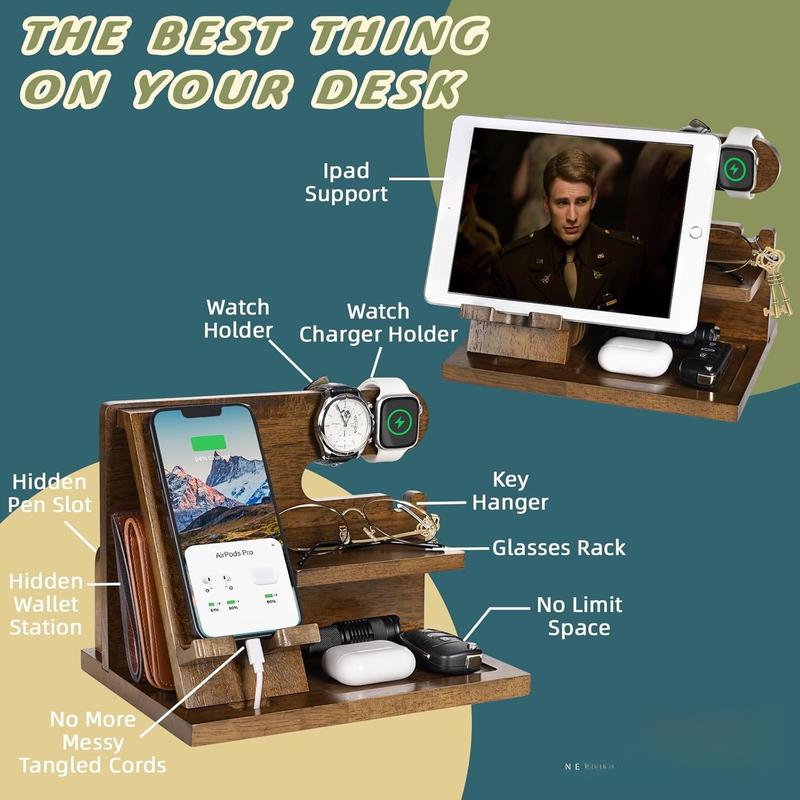 Gifts for Men Him Husband Christmas Xmas from Wife,  Phone Docking Station Nightstand Organizer, Birthday Gifts for Him Anniversary, for Dad Boyfriend from Daughter Girlfriend