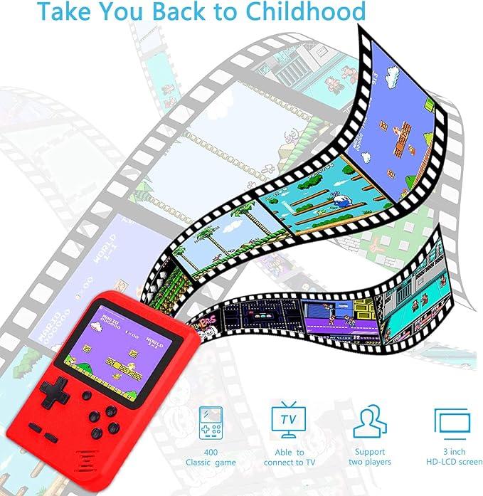 Christmas New Year Gifts for Kids - Retro Mini Game Machine - Handheld Game Console with 400 Classical FC Games - 3 Inch Color Screen - Support for TV Output