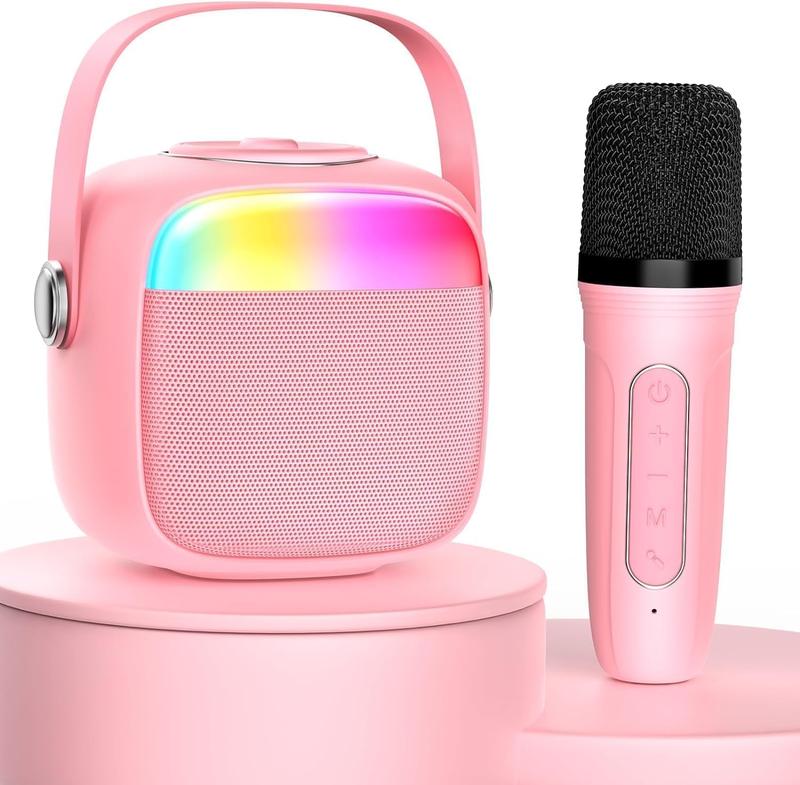 Karaoke Machine for Kids & Adults, Mini Portable Bluetooth Speaker with Microphones, Home Party Karaoke Speaker Support SD Card USB, Gift for Brithday, and Toys for Girls Boys 2 Audio Device Smartphone