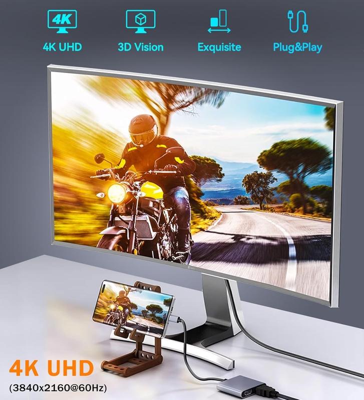 USB C to Dual HDMI Adapter 4K@60hz, Type C to HDMI Splitter for 2 Monitors, (Thunderbolt 3 4) USB C to Dual HDMI Hub Extend Display for MacBook Air Pro,  XPS,  and More