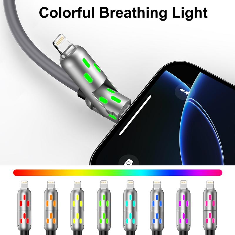 240w 4-in-1 USB C Data Cable 6.6FT length, Multi Charger Cable with Breathing Light, PD 5A Multi Fast Charging & Data Sync Silicone Compatible for iPhone Samsung Laptop Multi Device Charging Smartphone Cellphone Electronic