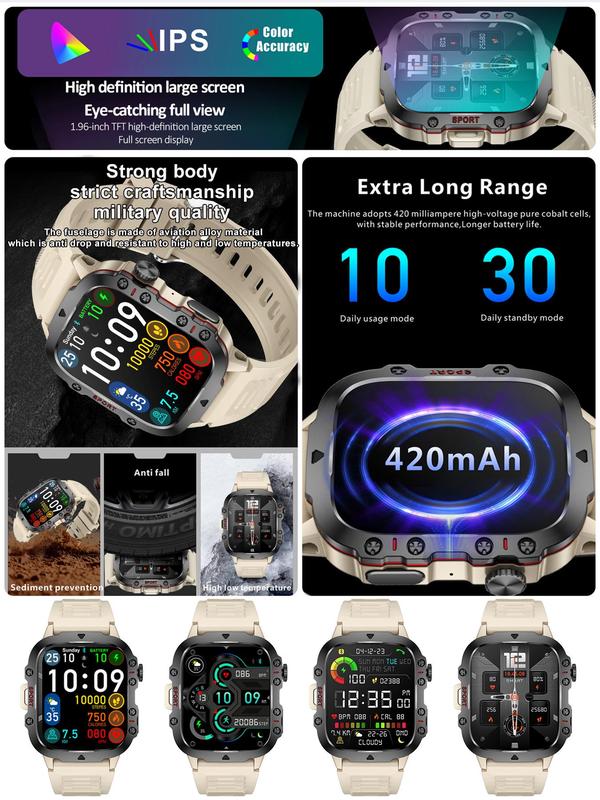 Men's Sporty Digital Watch, Fashionable Digital Watch with Silicone Stainless Steel Strap Suitable for Huawei Xiaomi, Waterproof Sports Watch for Men