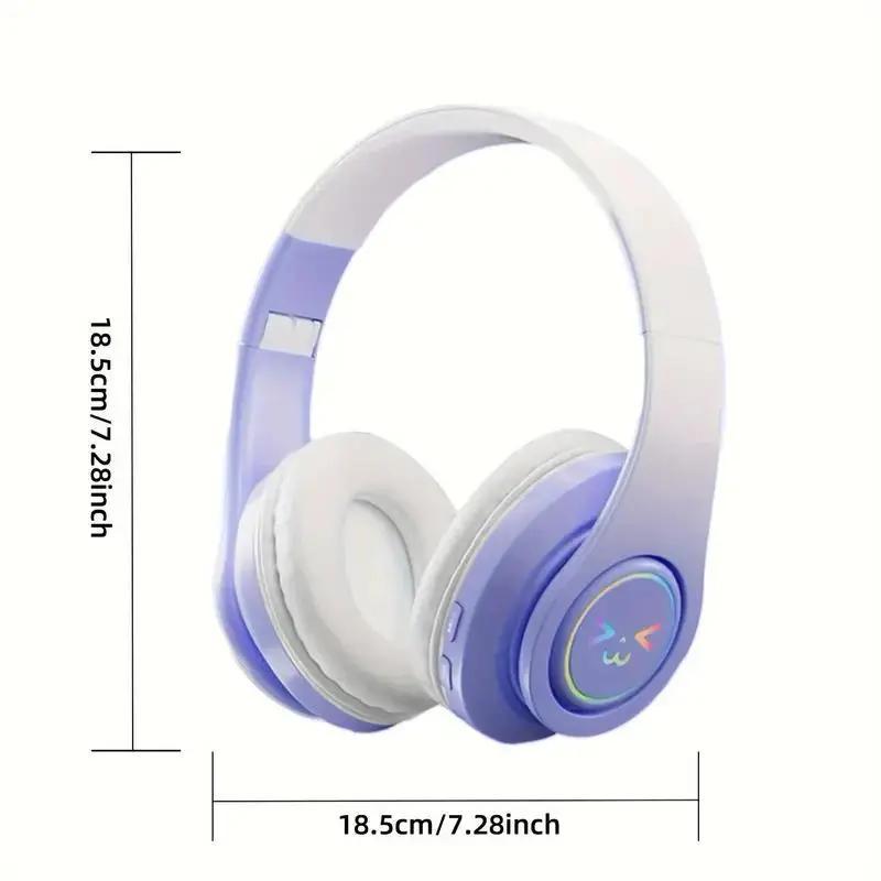 Wireless Over-ear Headphone, Noise Cancelling Headphone with LED Light, Stereo Sound Bluetooth-compatible Headset for Gaming, Sports, Office, Travel