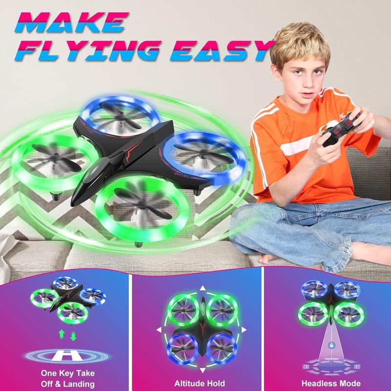 Mini Drone for Kids, LED RC Drone, Remote Control RC Quadcopter, with 360° 3D Eversion and Throwing Flight Function, Gift Toys for Boys & Girls