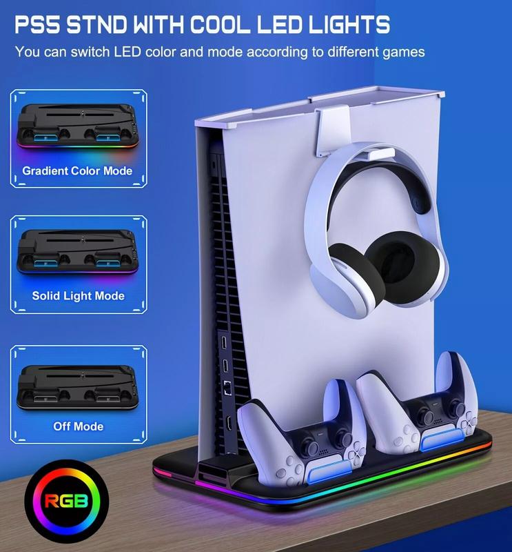 Dual PS5 Controller Charging Station with Cooling Fan & 3 Port USB