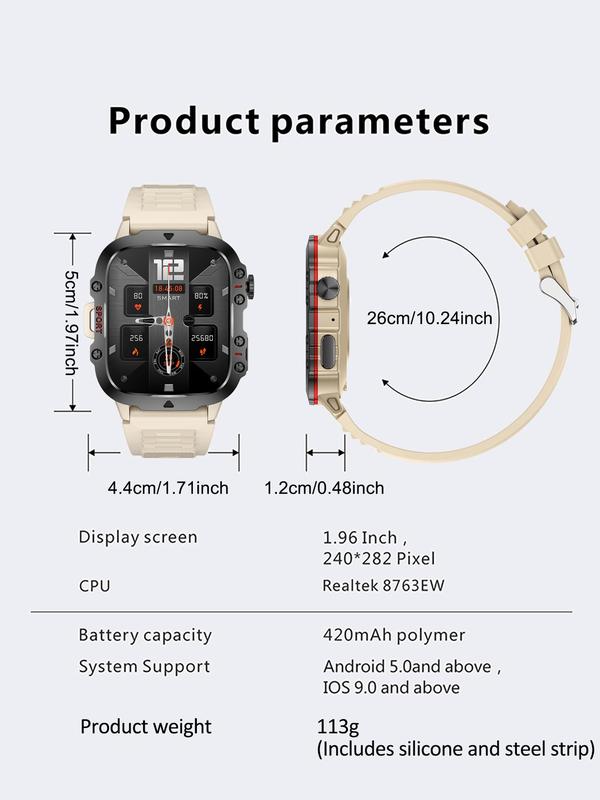 Men's Sporty Digital Watch, Fashionable Digital Watch with Silicone Stainless Steel Strap Suitable for Huawei Xiaomi, Waterproof Sports Watch for Men