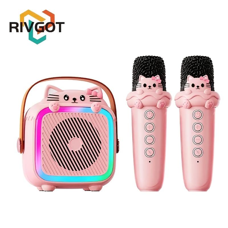 RIVGOT Portable Karaoke Set with Microphone - Pink, Ideal for Family Fun & Birthday Gifts, Includes 4 Sound Effects