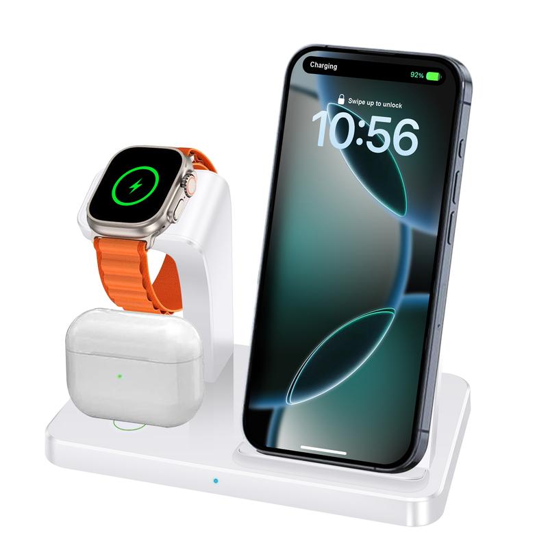 3 in 1 Charging Station, Wireless Charging Stand, Multifunctional Fast Charging Station For iPhone 16 15 14 13 12 11 Pro Apple Watch, airpods pro