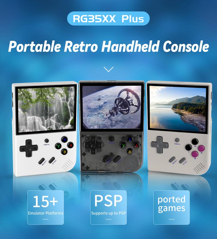 RG35XX Plus Retro Handheld Game Console 3.5 Inch IPS Screen Linux System 3300mAh Battery Built-in 64G TF Card 5515 Games Support HD-M-I TV Output 5G WiFi Bluetooth 4.2 Compact Lithium