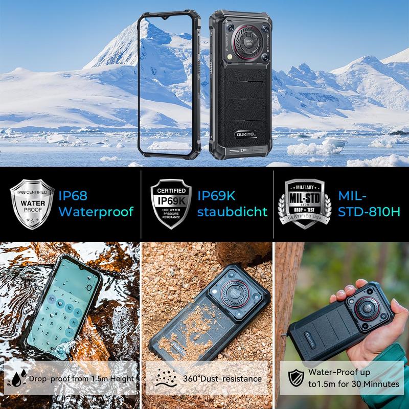 OUKITEL WP36 4G Rugged Smartphone - 10600mAh 15W Fast Charging, 16GB+128GB Unlocked Rugged Phone, 128dB Loud Speaker, Android 13, 13MP+5MP Camera, NFC Dual Sim OTG