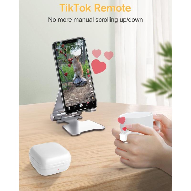 Remote Page Turner for Kindle Paperwhite, Wireless TikTok Scrolling Ring for iPhone iPad, Photo Taking Video Recording Remote - Pink