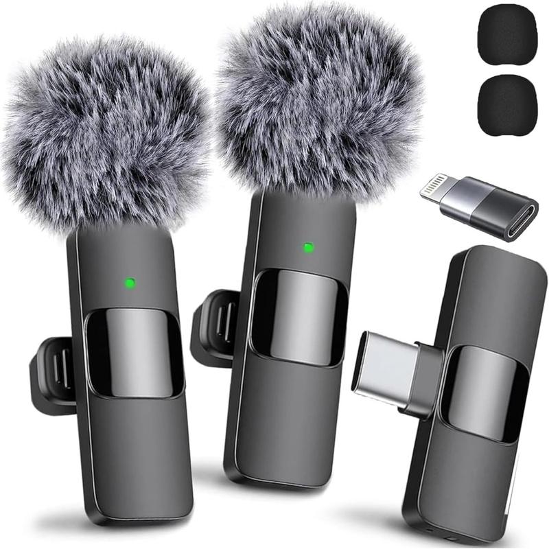 Wireless Microphone for iPhone, iPad, Android, Lavalier Microphone for Video Recording - 2 Pack iPhone Mic Crystal Clear Recording with USB-C for Podcast Microphone, ASMR, TikTok Audio Smartphone glass rose bottle christmas 2024 ornament christmas