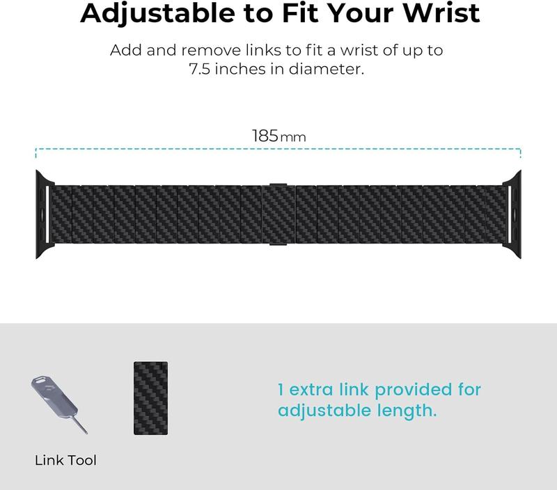 PITAKA Apple Watch Band Compatible with Apple Watch Ultra Ultra 9 8 7 6 SE 5 4 3 2 1, Adjustable Apple Watch Ultra Band, 100% Carbon Fiber Apple Watch Band Accessories Durable band watch