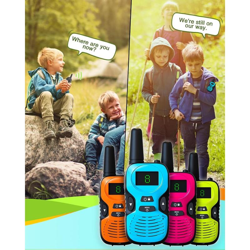 Walkie Talkies for Kids Long Range - 4 Pack Kid Walkie Talkies with Replaceable Shell Backlit LCD Flashlight 3 Miles Range - Gifts and Toys for 5-7 Year Old Boys and Girls