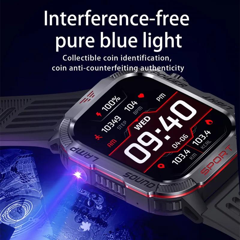 New For Huawei Xiaomi Military GPS Smart Watch Men Flashlight Compass Waterproof Outdoor Sport Tracker Bluetooth Call Smartwatch