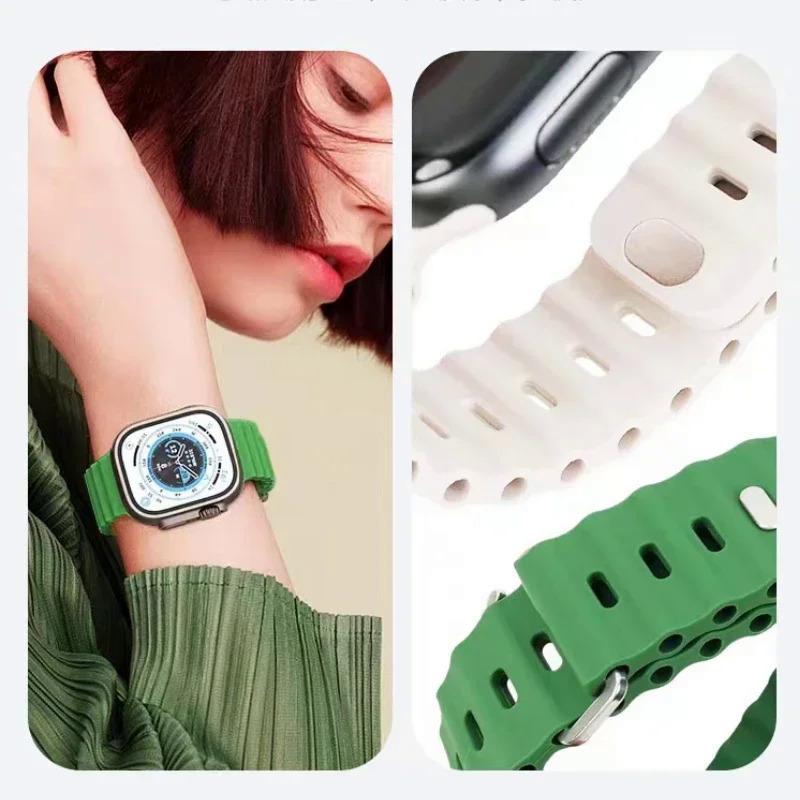 Silicone strap For Apple watch Ultra 9 8 7 45mm 41mm Sport Breathable replacement wristband For iwatch 6 5 4 3 SE 44mm 40mm 42mm Wearable