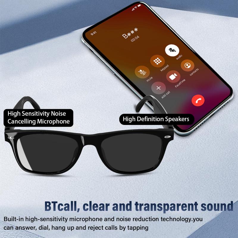 Smart Glasses, Wireless BT5.3 Headset Glasses, Bluetooth Compatible Smart Glasses with Microphone Touch Function, Men's and Women's Sports Goggles, Can Receive Phone Calls and Listen to Music music playback Smart Glasses