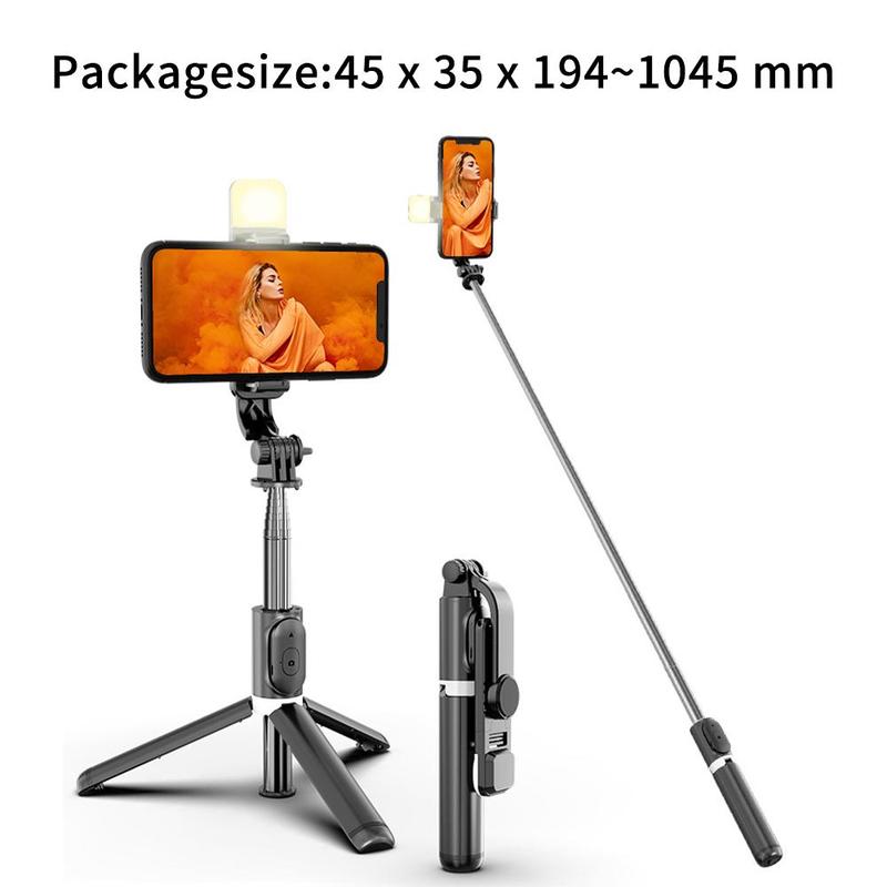 Upgraded Selfie Stick Tripod Portable Rotating Phone Stand Holder,Wireless Bluetooth Remote ,Stainless Steel,3 Light Modes for iPhone for Android Phone for Selfie Video Recording Photo Live Stream Vlog