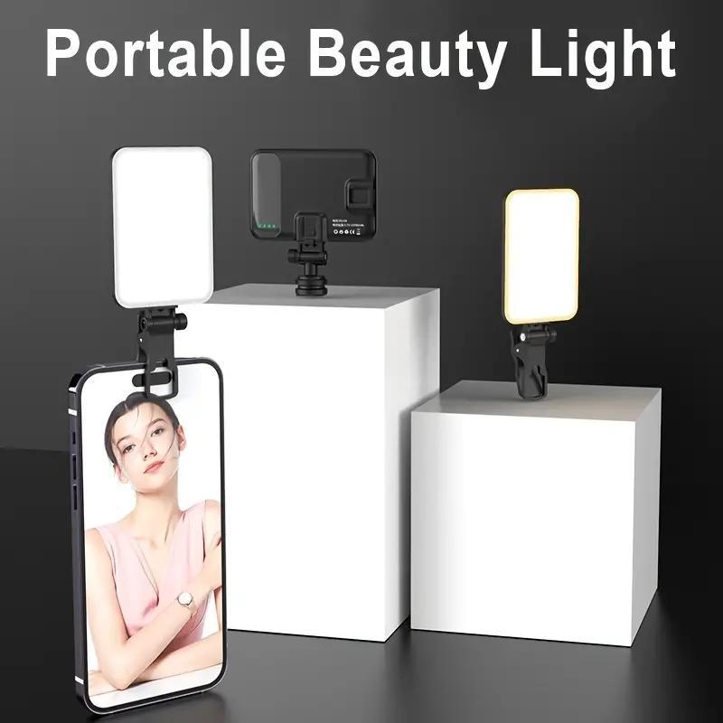 Rechargeable Phone Selfie Light, Front & Back Phone Clip Selfie Light, Adjustable 7 Light Modes LED Lamp for Phone, Tablet, Laptop, Vlogging Camera Accessories