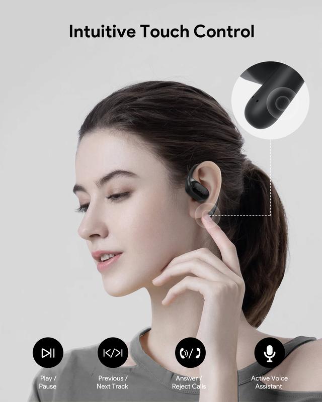 AUKEY EP-S1 Open Earbuds Wearable Stereo with Bluetooth 5.4, AI ENC Noise Reduction, IPX4 Waterproof,OWS Headphones Lightweight Design Headphone