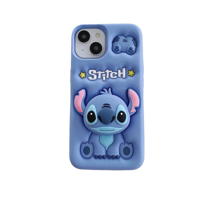 Apple iPhone silicone full cover mobile phone case cute stand KT Winnie the Pooh Strawberry Bear Stitch Rabbit Accessories Protection