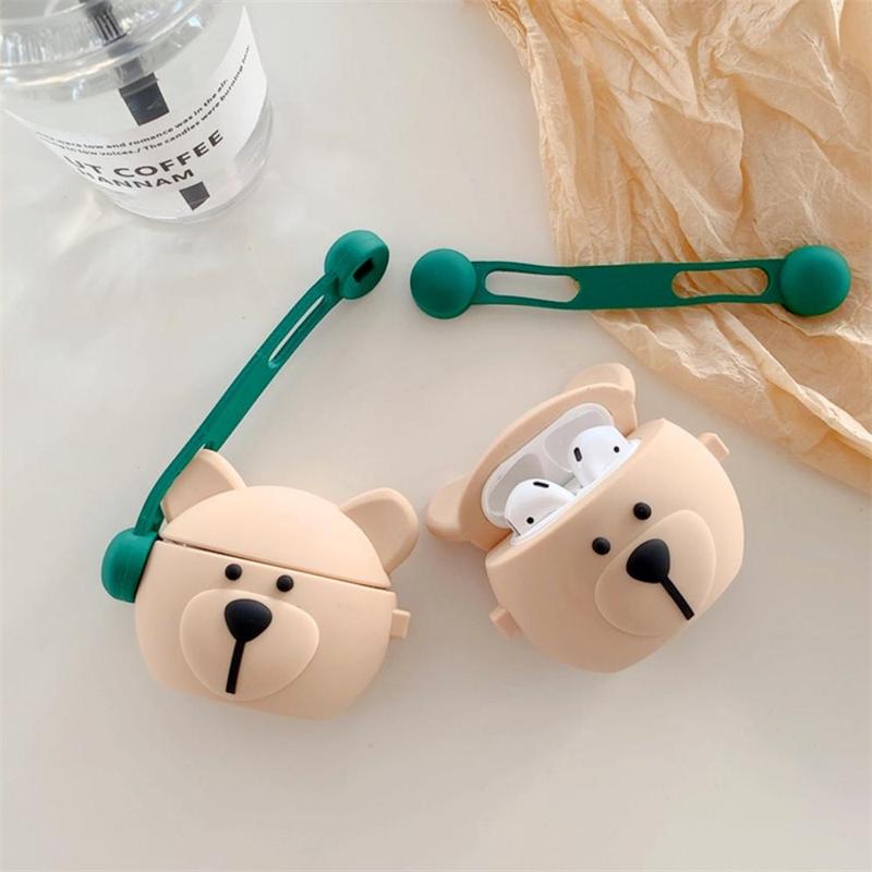 Cute Cartoon Bear Design Earphone Case, 1 Count Silicone Earphone Protector Cover, Earphone Protective Case Compatible with AirPods 1 2 3 Pro 2