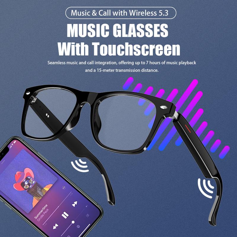 Smart Glasses, Wireless BT5.3 Headset Glasses, Bluetooth Compatible Smart Glasses with Microphone Touch Function, Men's and Women's Sports Goggles, Can Receive Phone Calls and Listen to Music music playback Smart Glasses