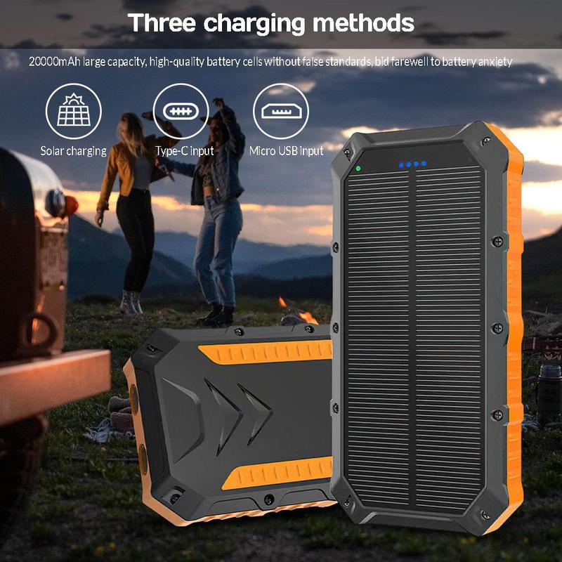 42800mAh Portable Solar Charger Power Bank Fast Charger Dual USB Port Built-in Led Flashlight and Compass for All Cell Phone and Electronic Devices