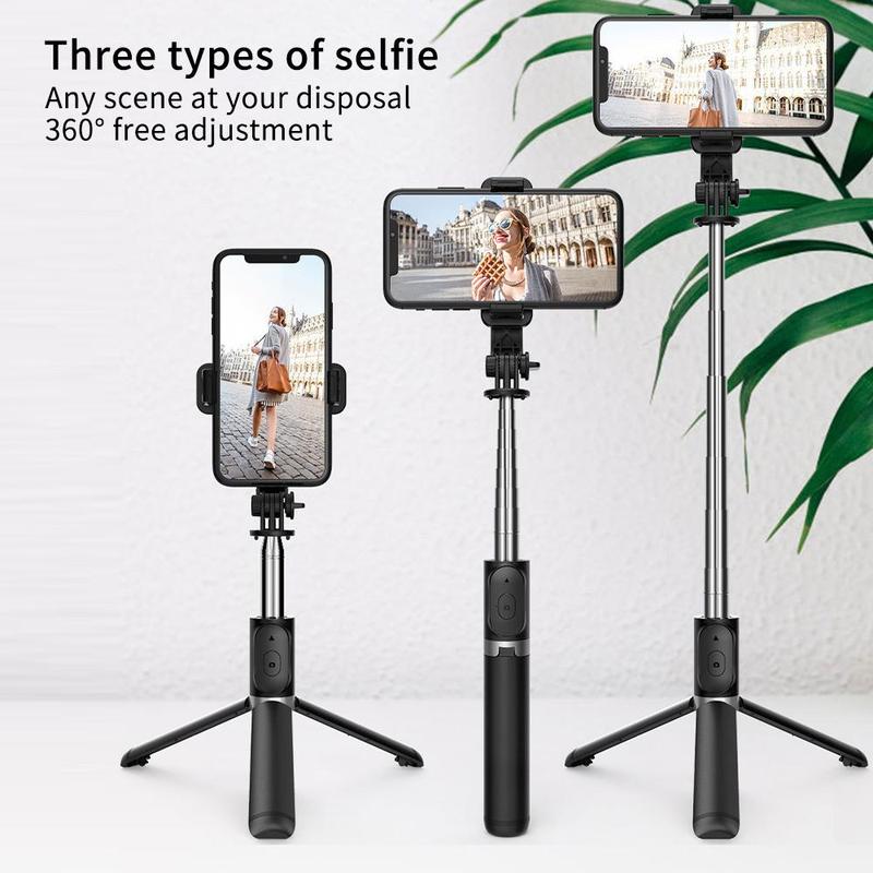 Upgraded Selfie Stick Tripod Portable Rotating Phone Stand Holder,Wireless Bluetooth Remote ,Stainless Steel,3 Light Modes for iPhone for Android Phone for Selfie Video Recording Photo Live Stream Vlog