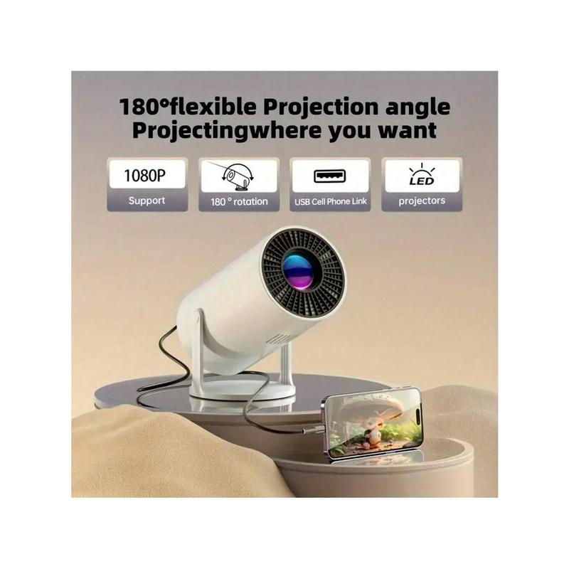 Mini Projector,HY300 Auto Keystone Correction Portable Projector,4K  200 ANSI Smart Projector With 2.4 5G WiFi,BT 5.0,130 Inch Screen,180 Degree Flip,Circular Design,Perfect For Home Video Outdoor Holiday Gift (1 Unit)