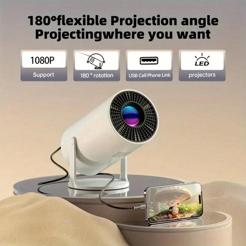 Mini Projector,HY300 Auto Keystone Correction Portable Projector,4K  200 ANSI Smart Projector With 2.4 5G WiFi,BT 5.0,130 Inch Screen,180 Degree Flip,Circular Design,Perfect For Home Video Outdoor Holiday Gift (1 Unit)