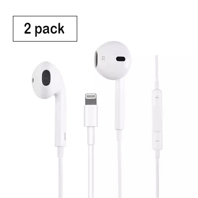 2-Pack Lightning In-ear Earphones Applicable iPhone14 13 12 11 7 8 Plus XS, with Lightning Connector, Wired Ear Buds for iPhone