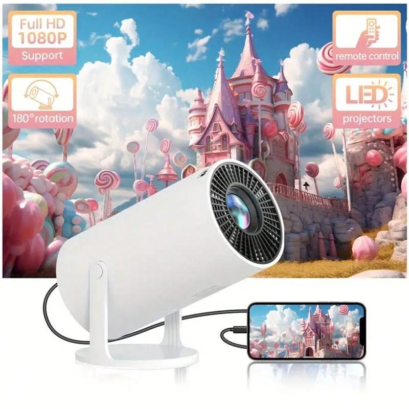 Mini Projector,HY300 Auto Keystone Correction Portable Projector,4K  200 ANSI Smart Projector With 2.4 5G WiFi,BT 5.0,130 Inch Screen,180 Degree Flip,Circular Design,Perfect For Home Video Outdoor Holiday Gift (1 Unit)