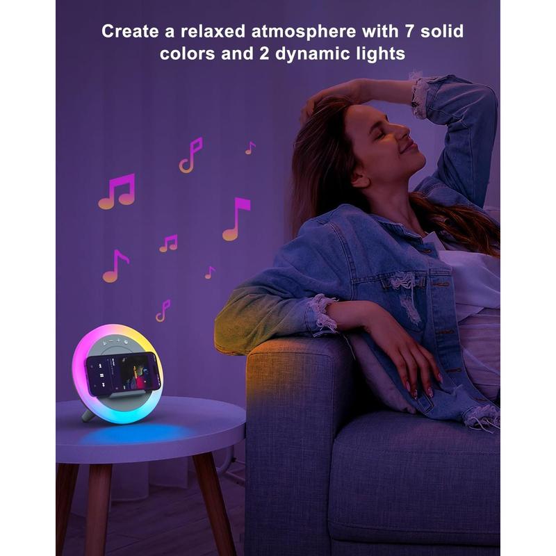 Night Light Bluetooth Speaker,Wireless Charger Stand LED Music Lamp,Color Changing Modern Bluetooth Lamp, Best Teenage Girls Boys Gifts Christmas Gifts for Teen (6.6inch)