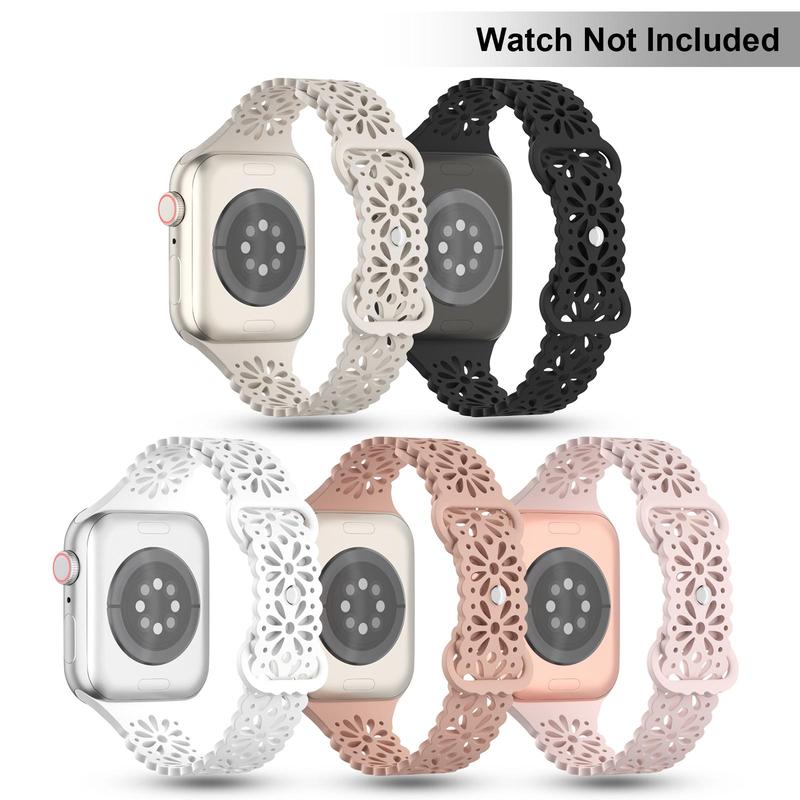 Durable Silicone Watch Band, Lace Design Watch Band for Apple Watch, Breathable Sport Watch Band for Women Men, Wearable Accessories for iWatch Series 9 Ultra 8 7 SE 6 5 4 3 2 1