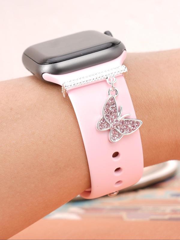 Butterfly Design Watch Band Decoration, Rhinestone Decor Watch Band Pendant for Women, Fashion Watch Accessories for Apple Watch Series