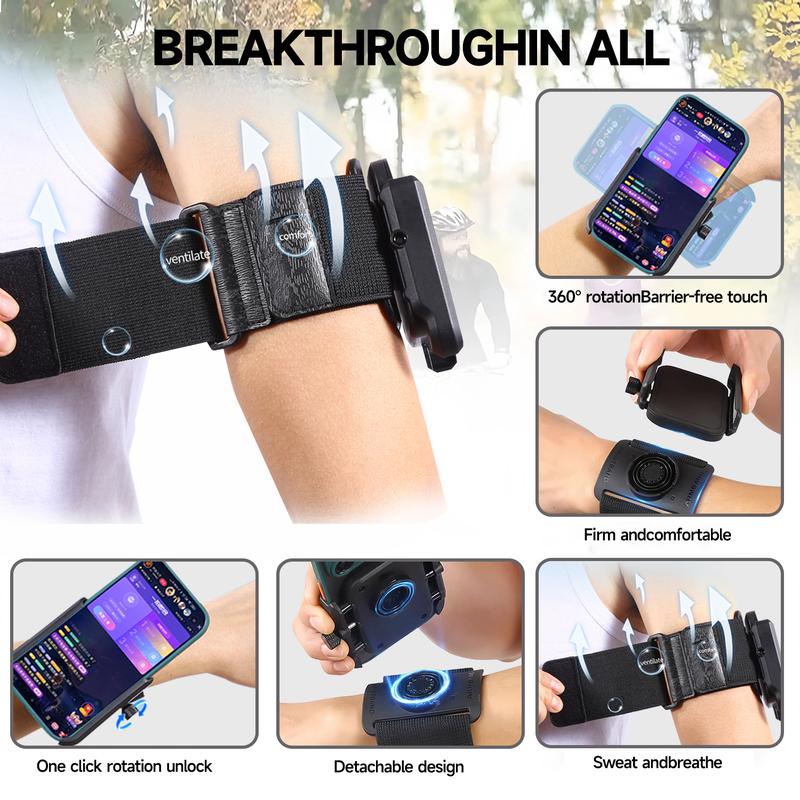 Running Armband Phone Holder 360°Rotatable for iPhone 16 15 14 13 Pro Max Pro Mini 12 11 SE Xs XR X 8 7 Plus, Fits All 4-6.7 Inch Smartphones, with Key Holder Phone Armband for Running Hiking Biking (Black)