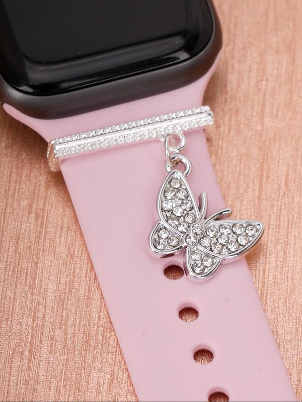 Butterfly Design Watch Band Decoration, Rhinestone Decor Watch Band Pendant for Women, Fashion Watch Accessories for Apple Watch Series