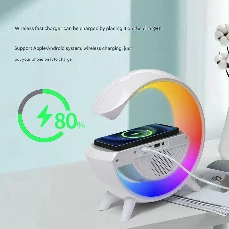 Christmas gift Bluetooth speaker wireless charging multi-function atmosphere night light alarm clock birthday gift mobile phone speaker practical home