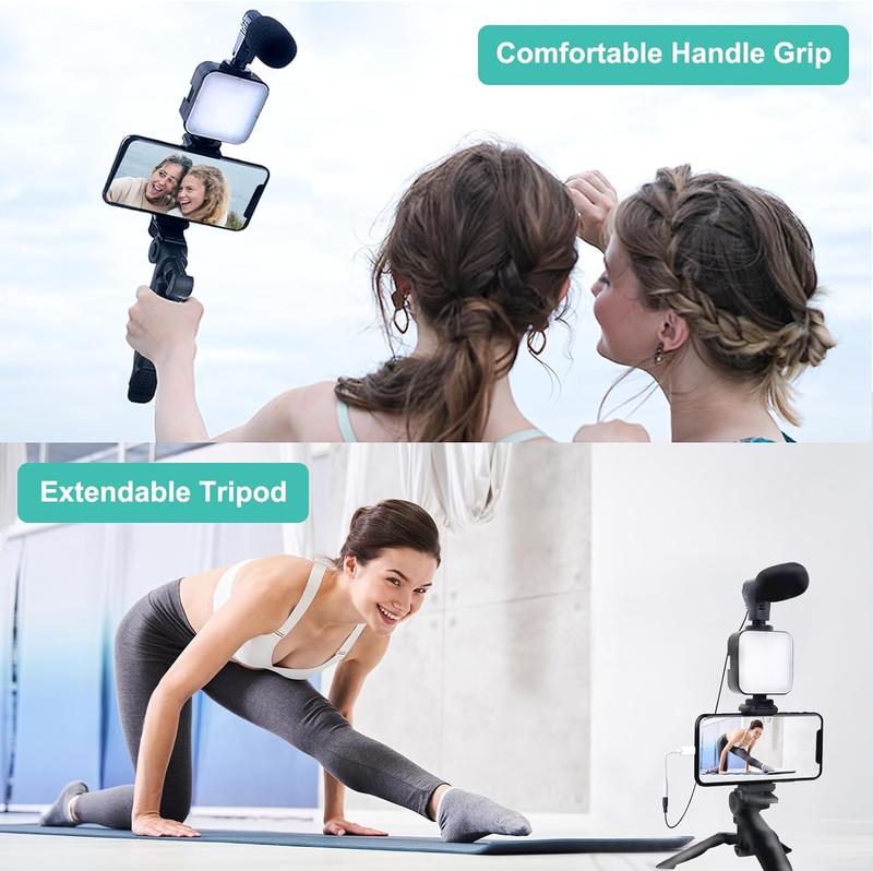 KwalityDEALZ Master Vlog - 5 in 1 Vlogging Kit with Fill Light Microphone Tripod