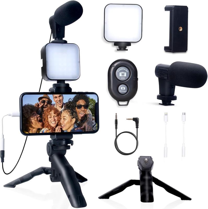 KwalityDEALZ Master Vlog - 5 in 1 Vlogging Kit with Fill Light Microphone Tripod