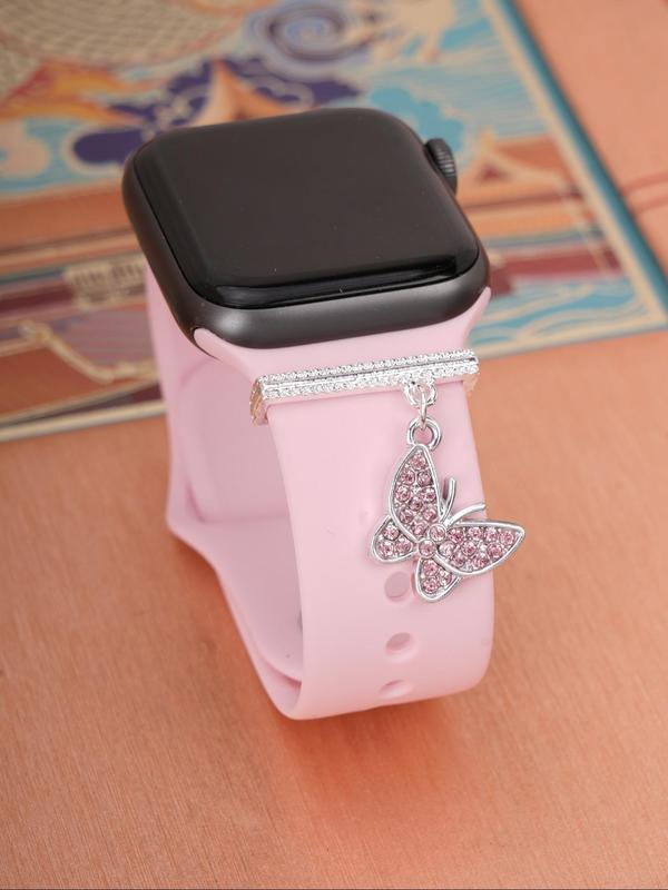 Butterfly Design Watch Band Decoration, Rhinestone Decor Watch Band Pendant for Women, Fashion Watch Accessories for Apple Watch Series